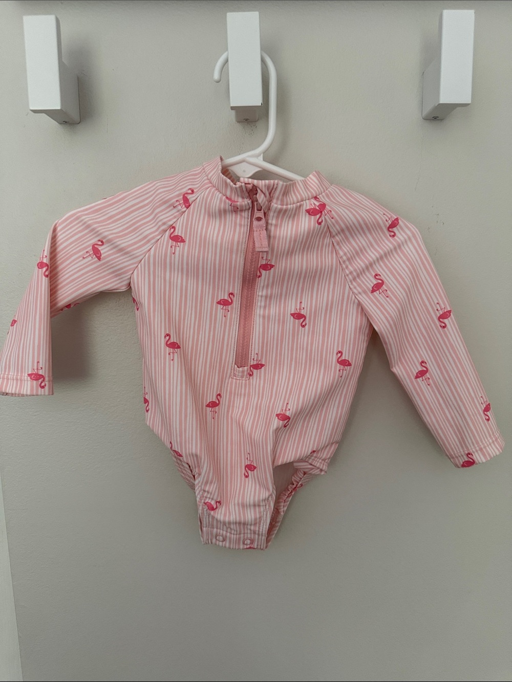 Pink Flamingo Long-Sleeve Kids Rashguard Swimsuit